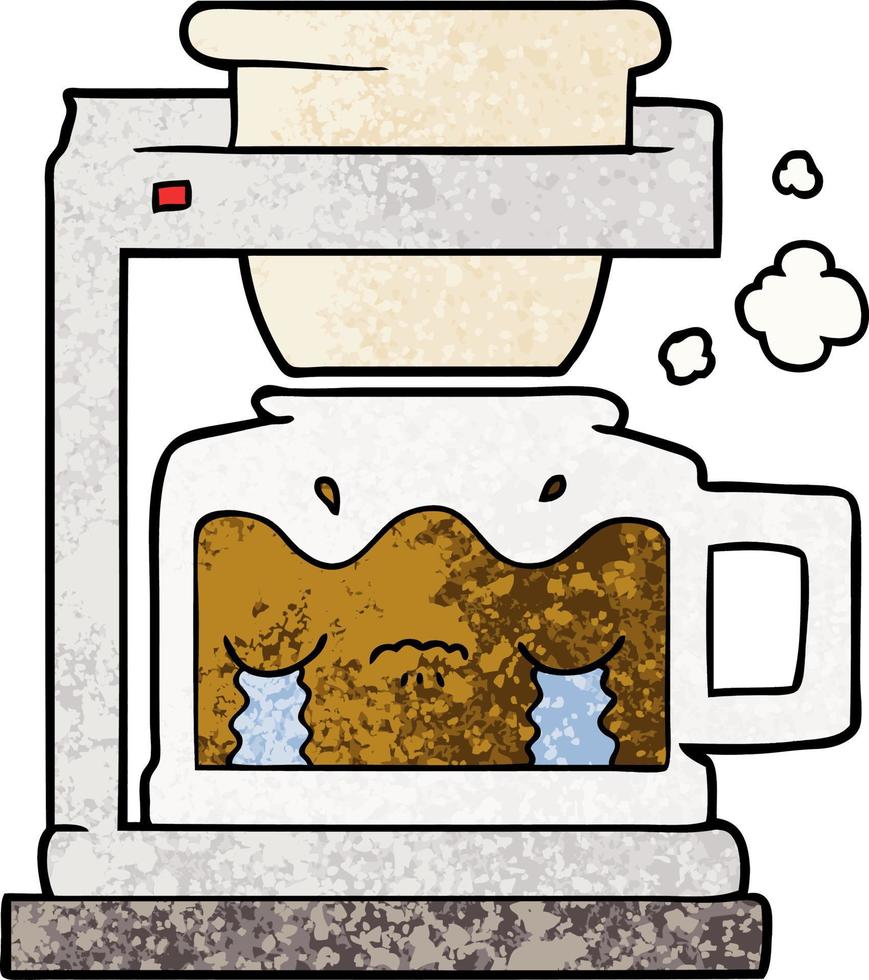 máquina de café de filtro de llanto de dibujos animados vector