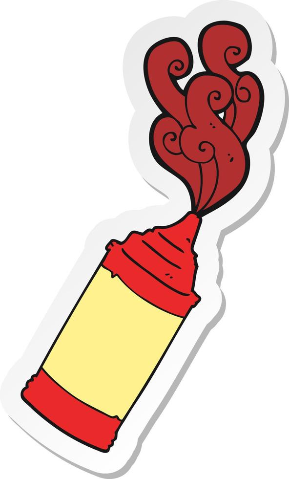 sticker of a cartoon ketchup bottle vector