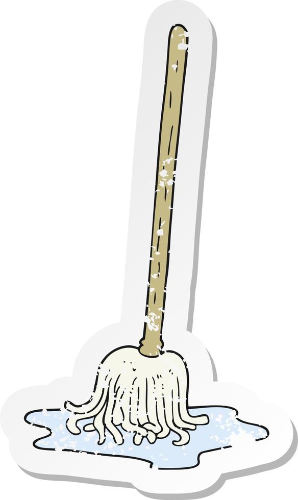 retro distressed sticker of a cartoon mop vector