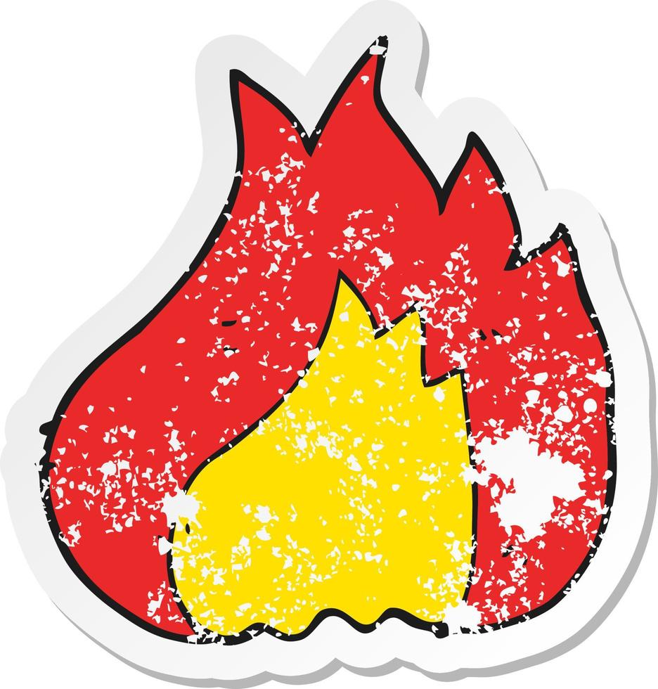 retro distressed sticker of a cartoon flame vector