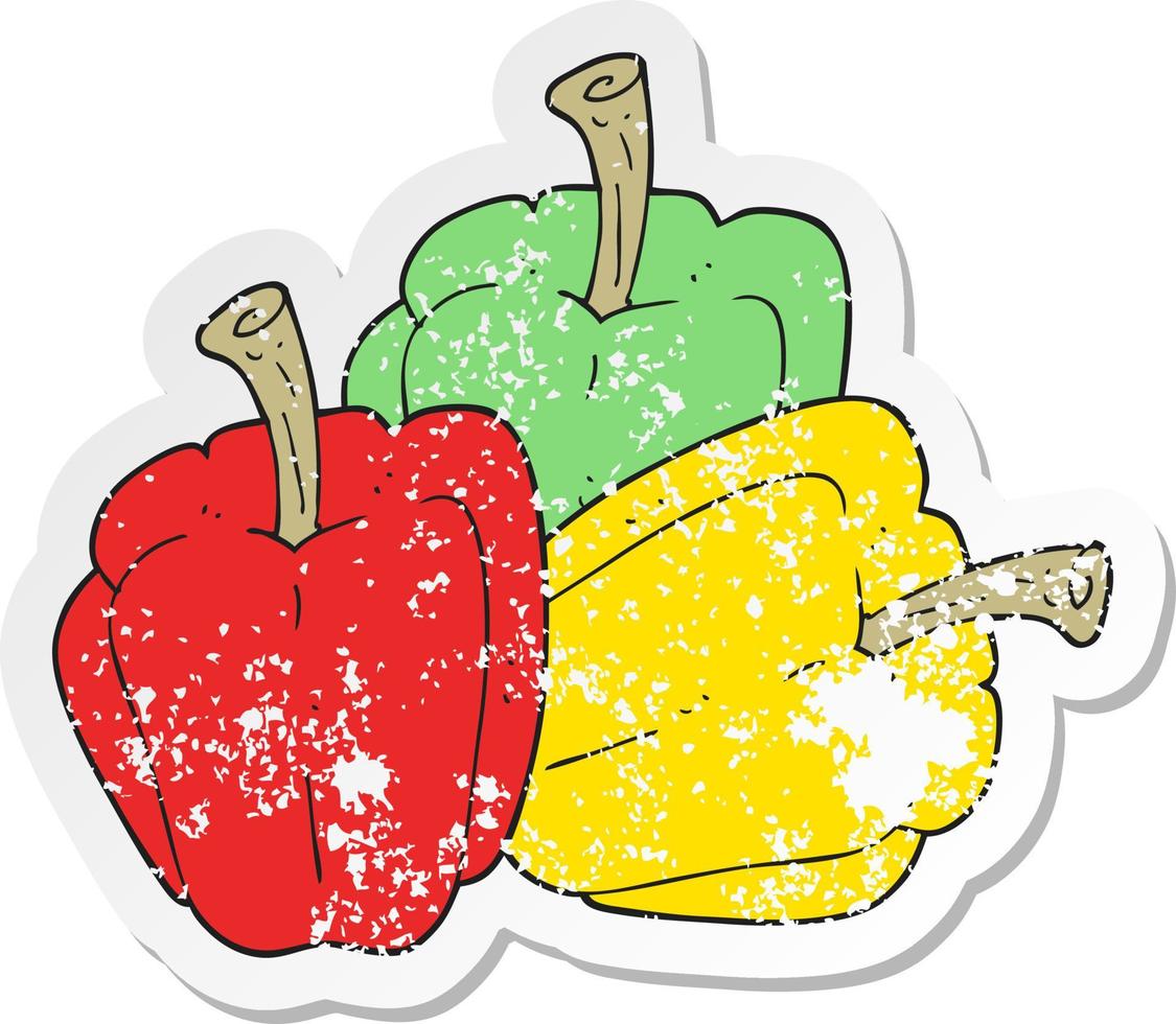 retro distressed sticker of a cartoon pepper vector
