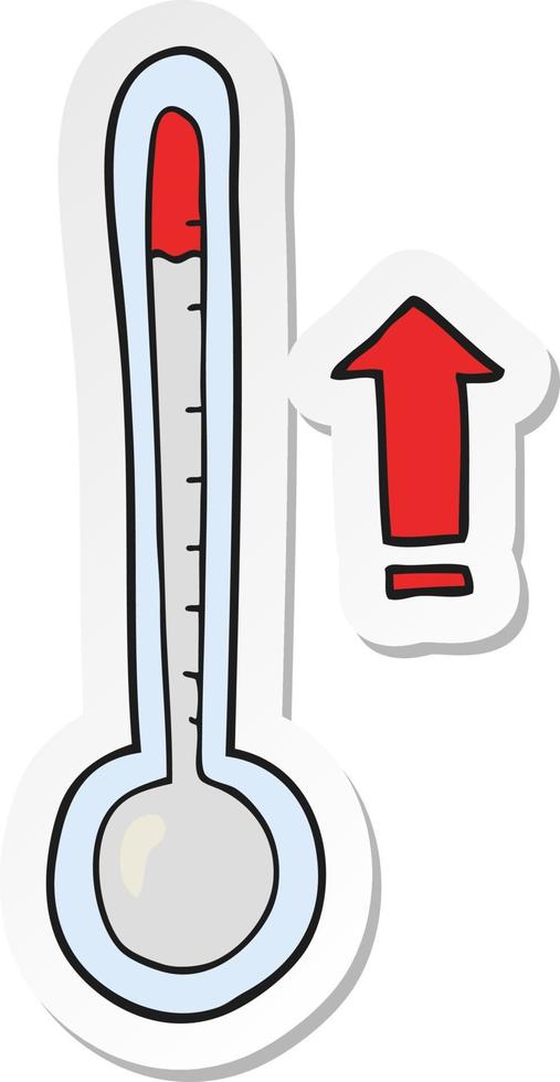 sticker of a cartoon rising temperature vector