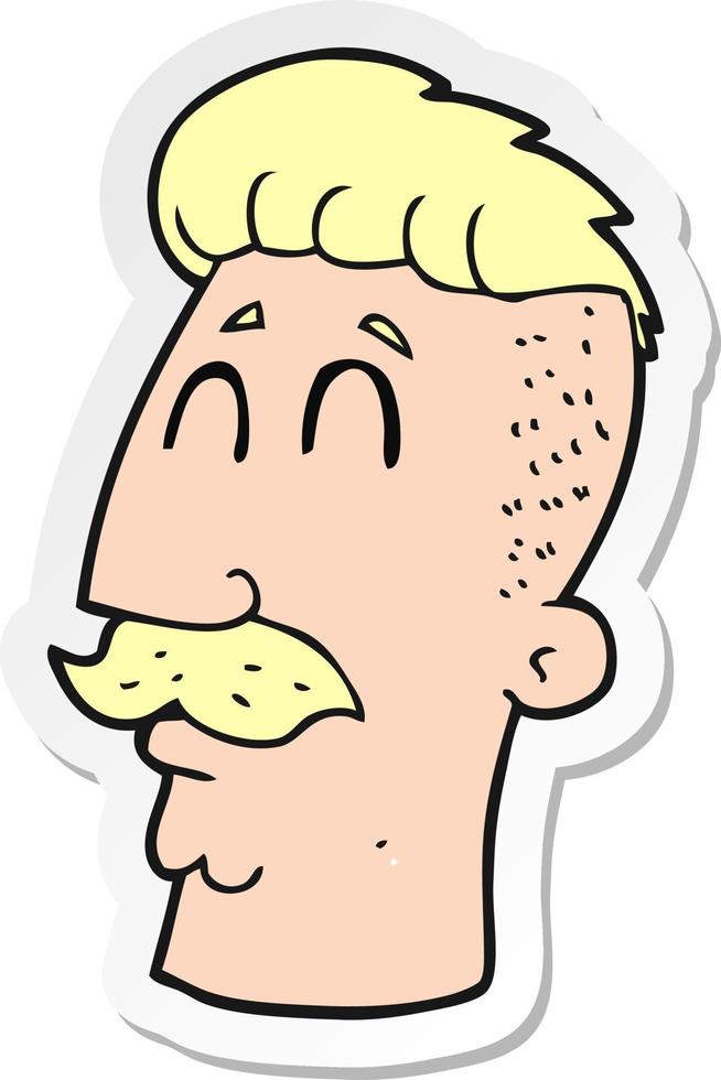 sticker of a cartoon man with hipster hair cut vector