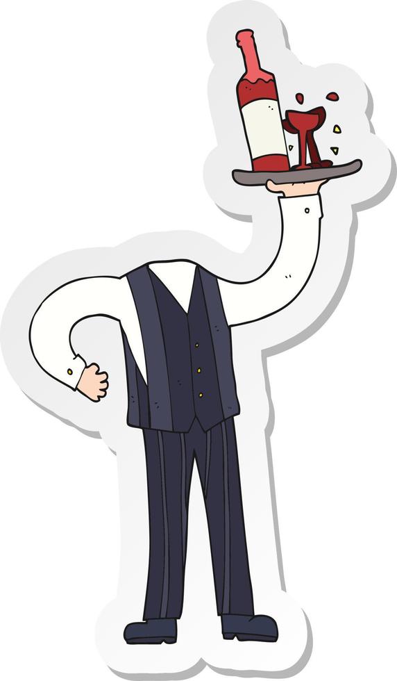 sticker of a cartoon headless waiter vector