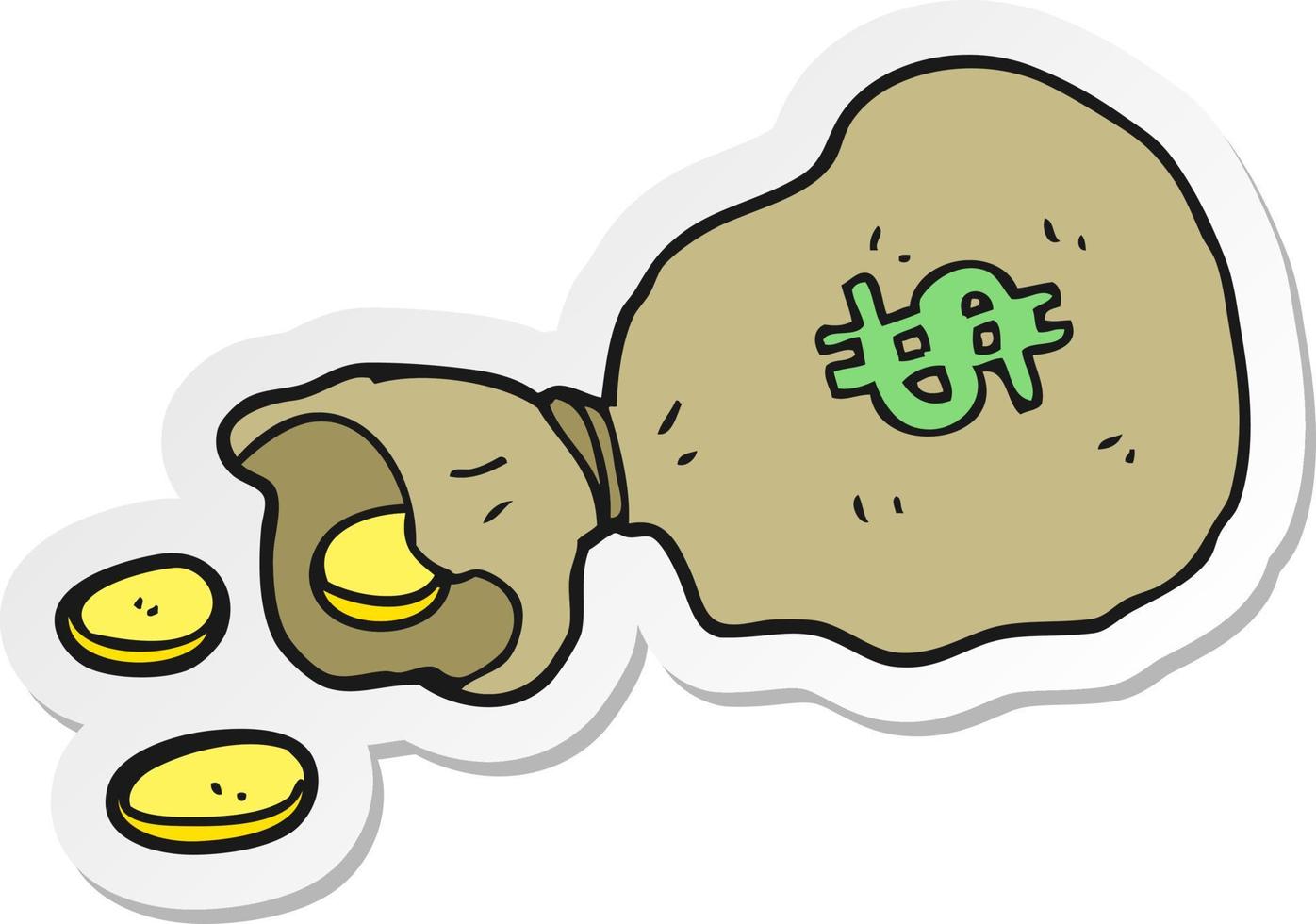 sticker of a cartoon bag of money vector