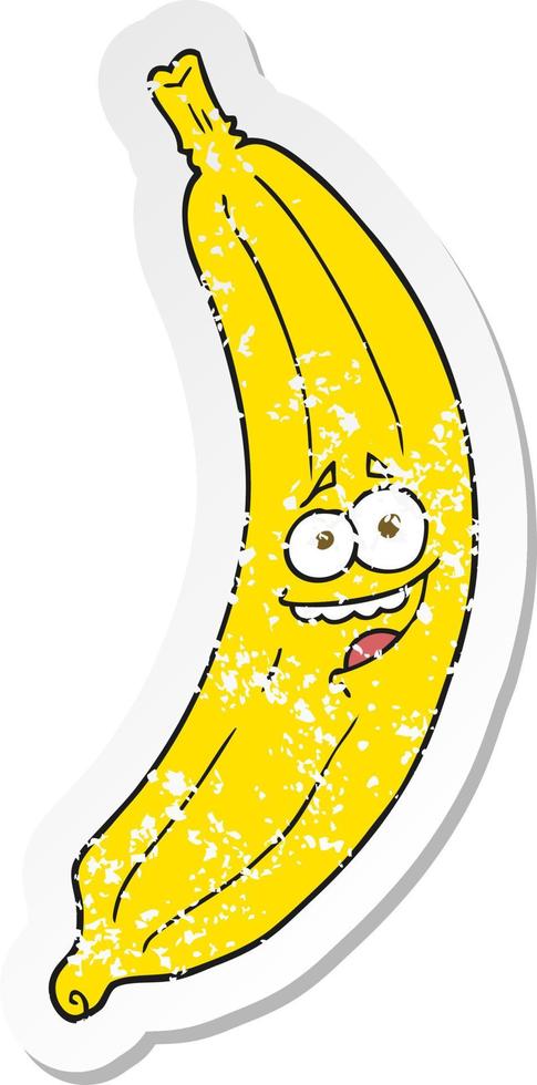 retro distressed sticker of a cartoon banana vector
