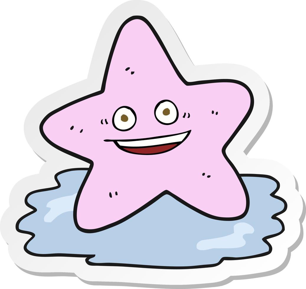 sticker of a cartoon starfish vector