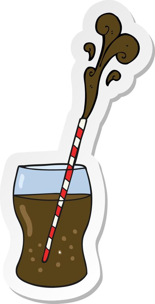 sticker of a cartoon fizzy drink vector