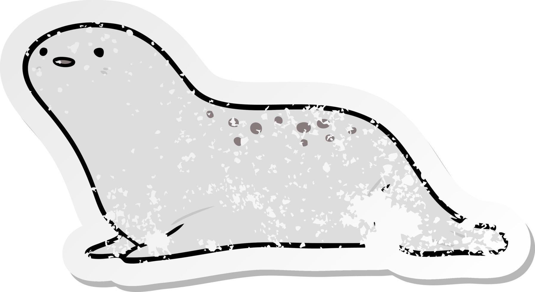 distressed sticker of a cartoon seal vector