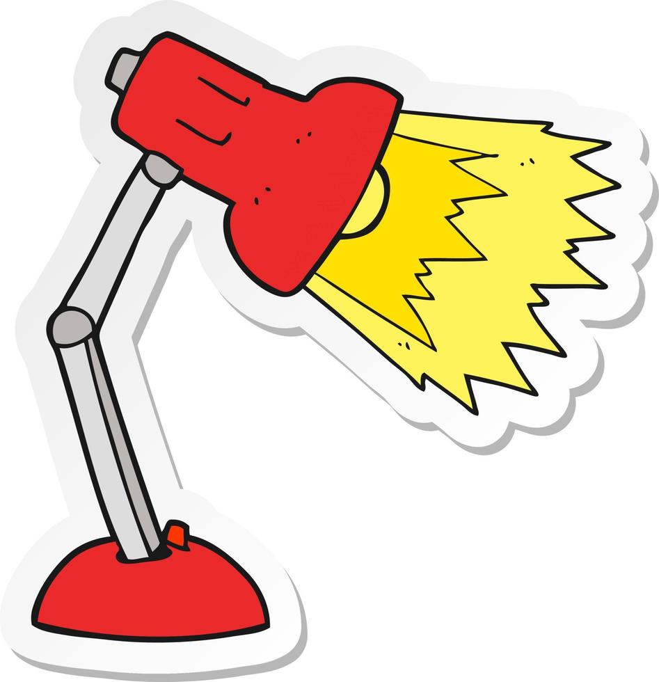 sticker of a cartoon desk lamp vector