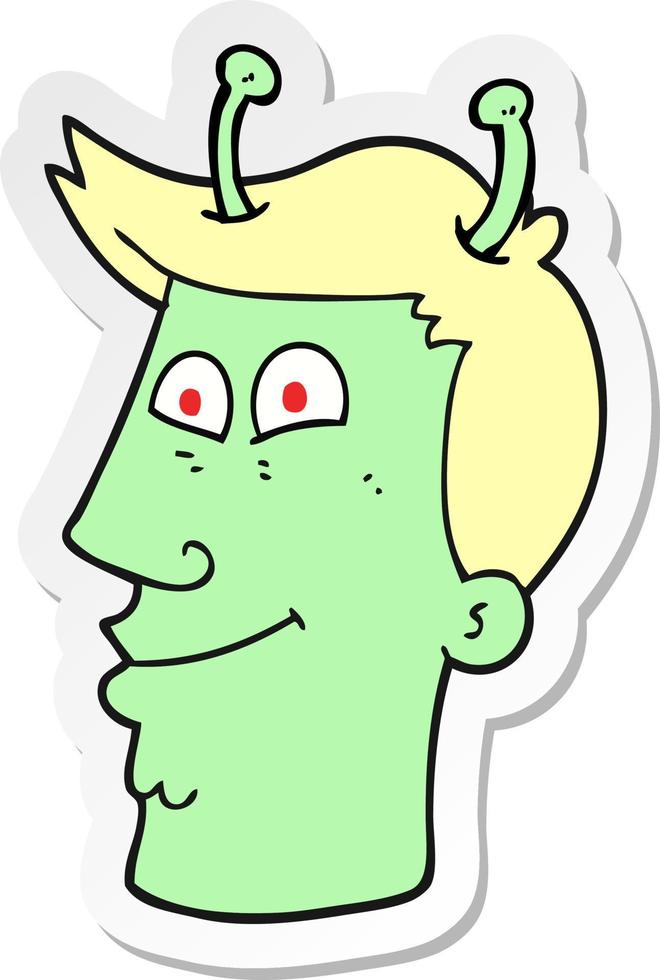 sticker of a cartoon alien man vector