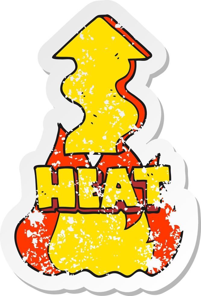 retro distressed sticker of a cartoon heat rising vector