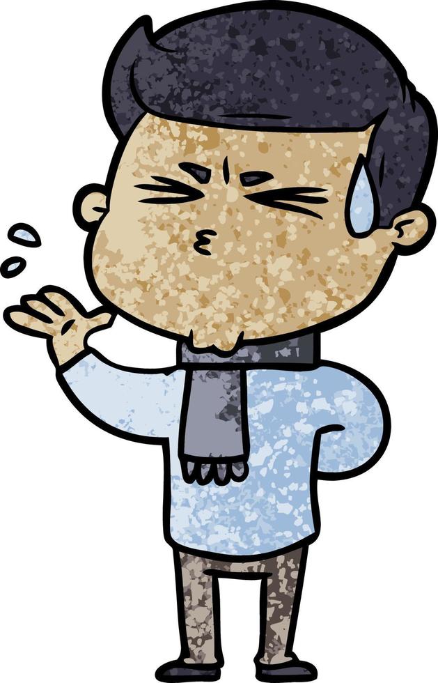 cartoon man sweating vector