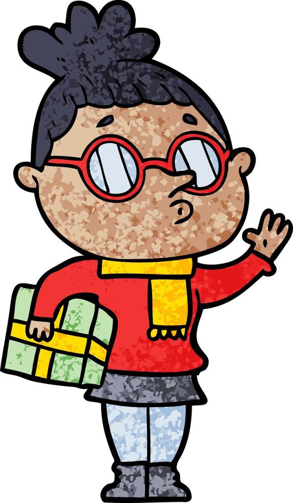 cartoon woman wearing glasses vector