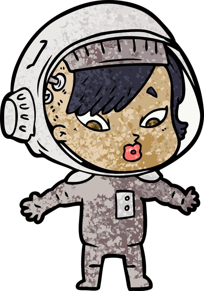 cartoon astronaut woman vector