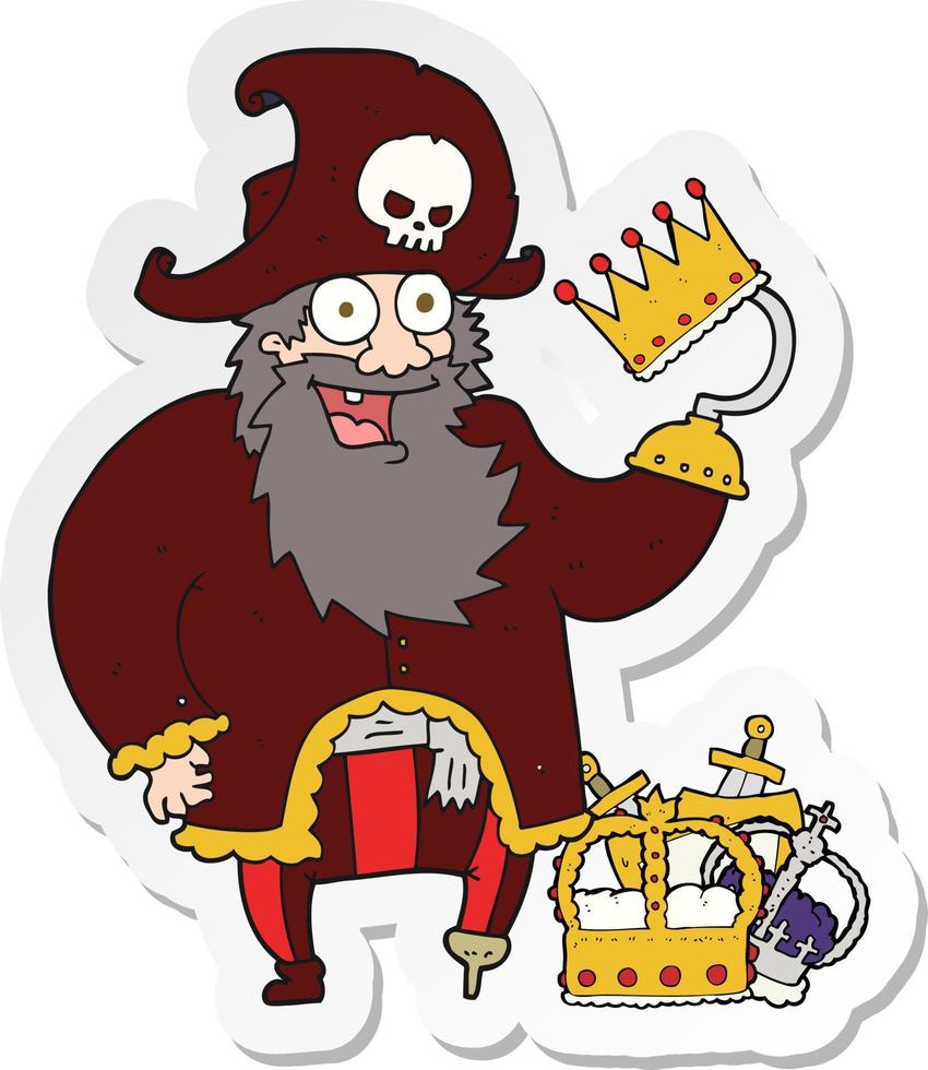 sticker of a cartoon pirate captain vector