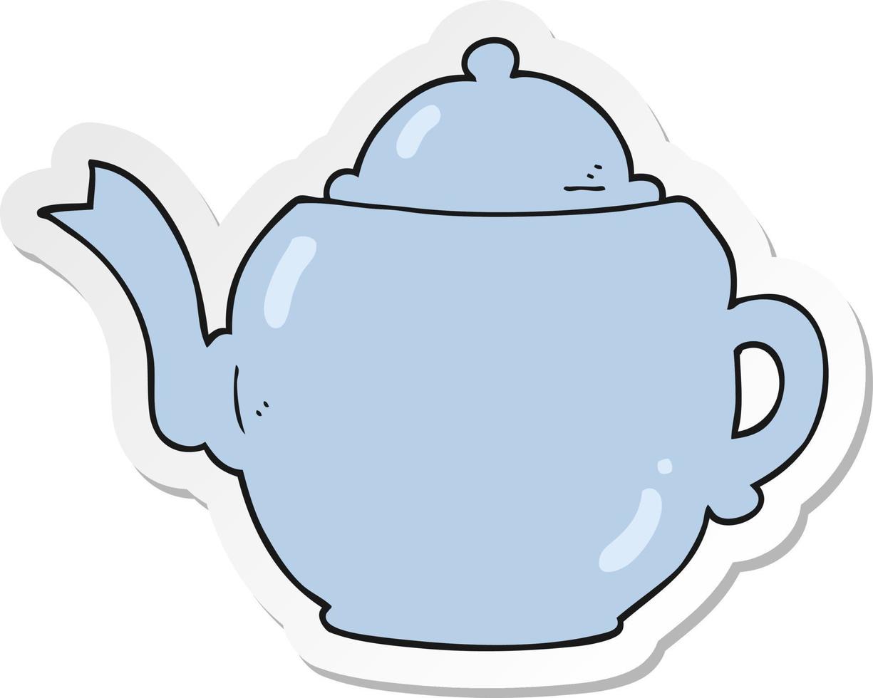 sticker of a cartoon teapot vector