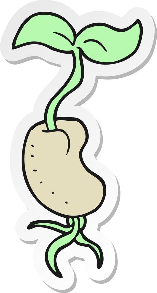 sticker of a cartoon sprouting seed vector