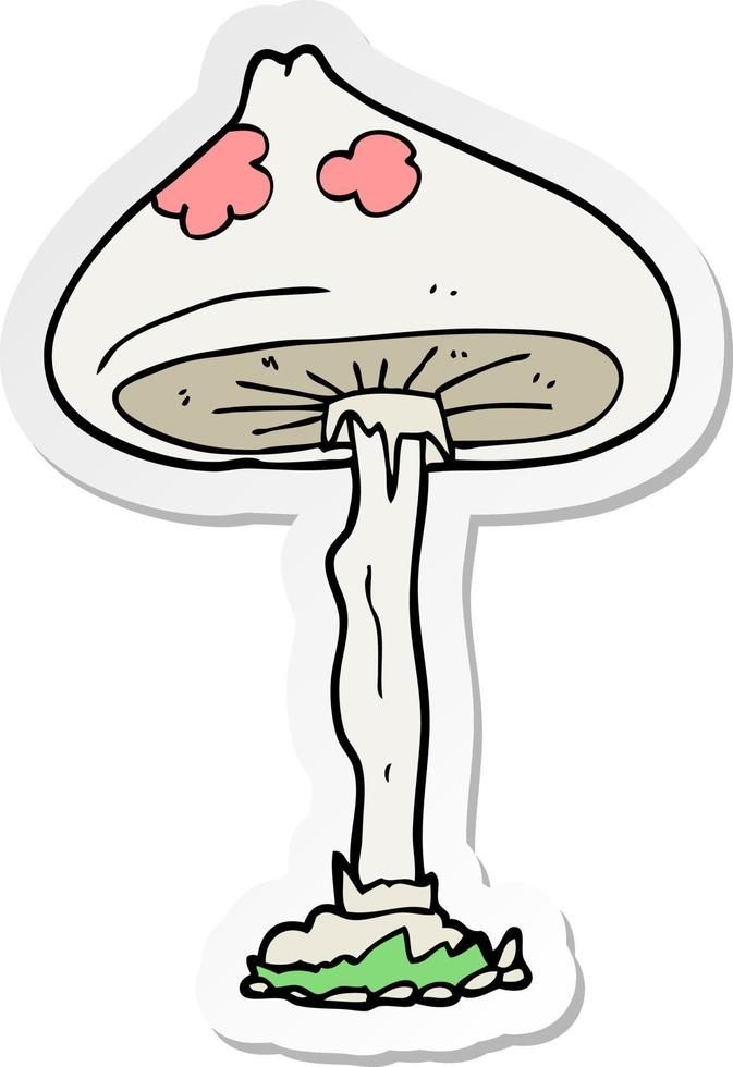 sticker of a cartoon mushroom vector