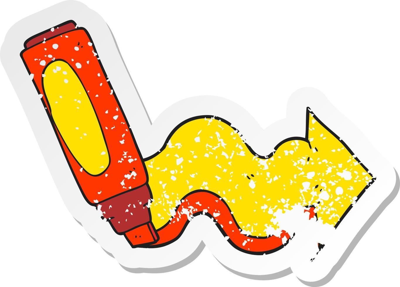 retro distressed sticker of a cartoon marker pen drawing arrow vector