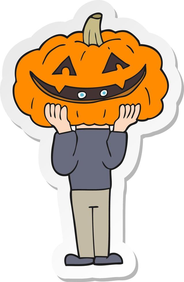 sticker of a cartoon pumpkin head halloween costume vector