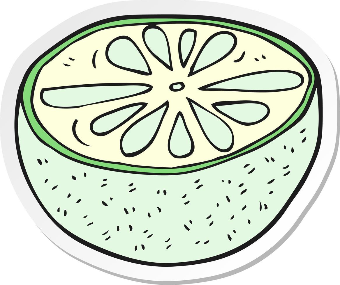 sticker of a cartoon half melon vector