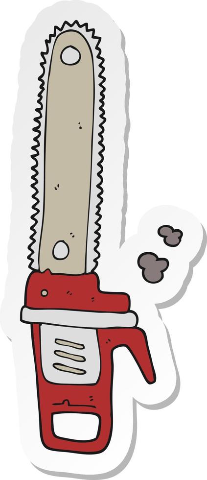 sticker of a cartoon chainsaw vector