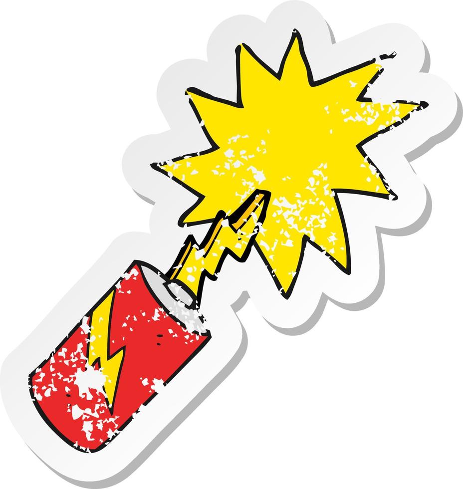 retro distressed sticker of a cartoon battery vector