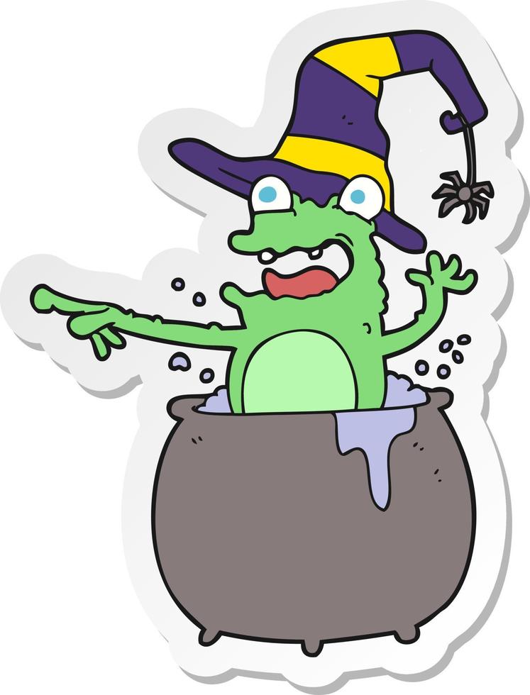 sticker of a cartoon halloween toad vector