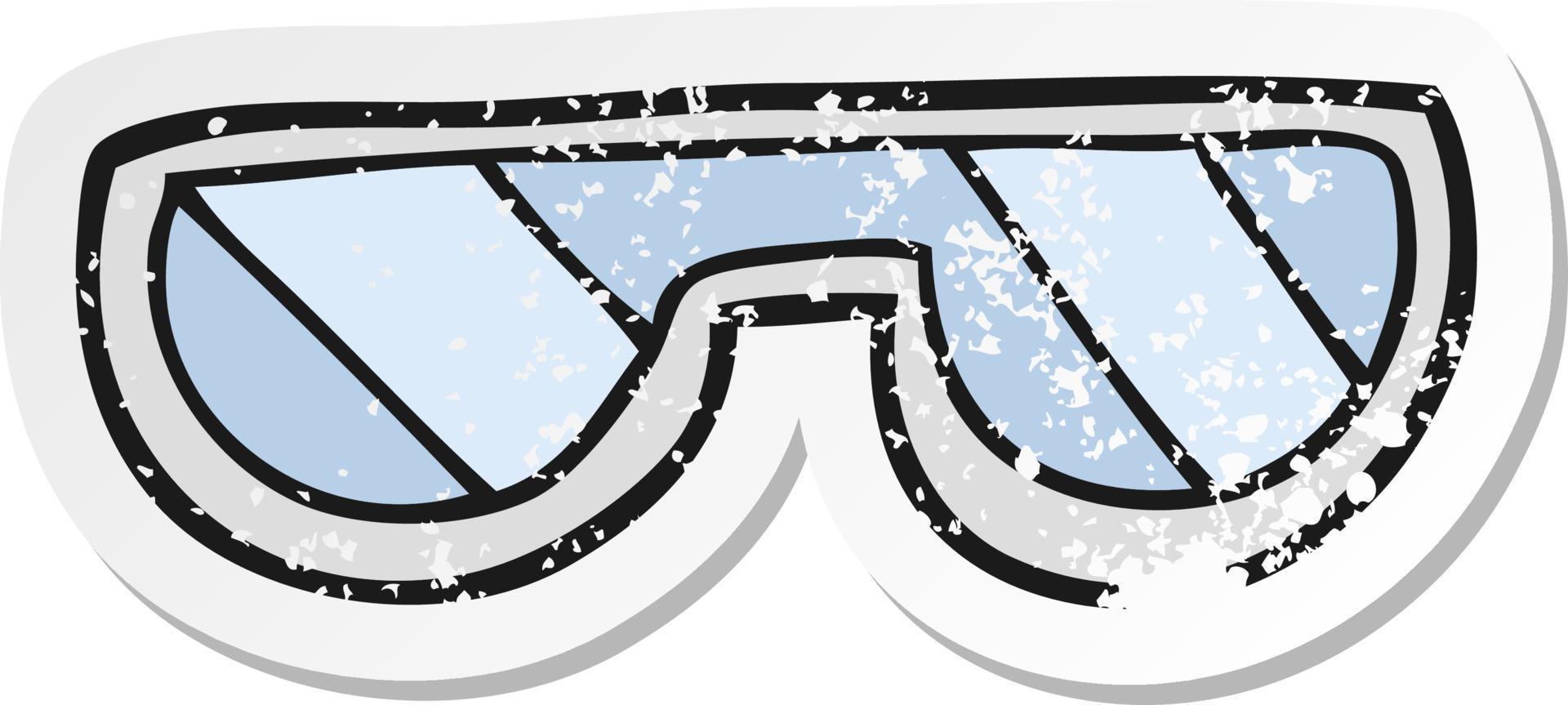 retro distressed sticker of a cartoon glasses vector