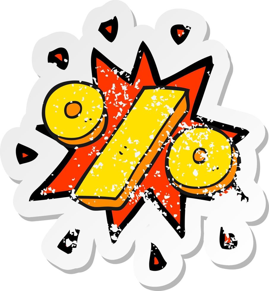 retro distressed sticker of a cartoon percentage symbol vector