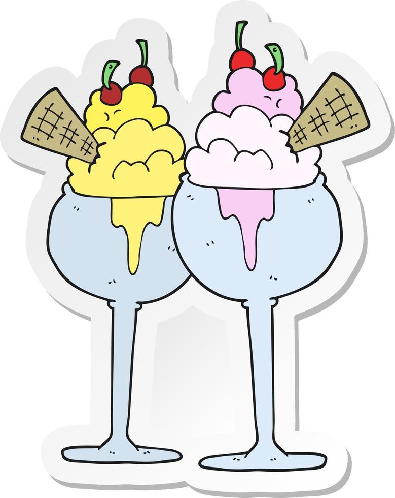 sticker of a cartoon ice cream vector