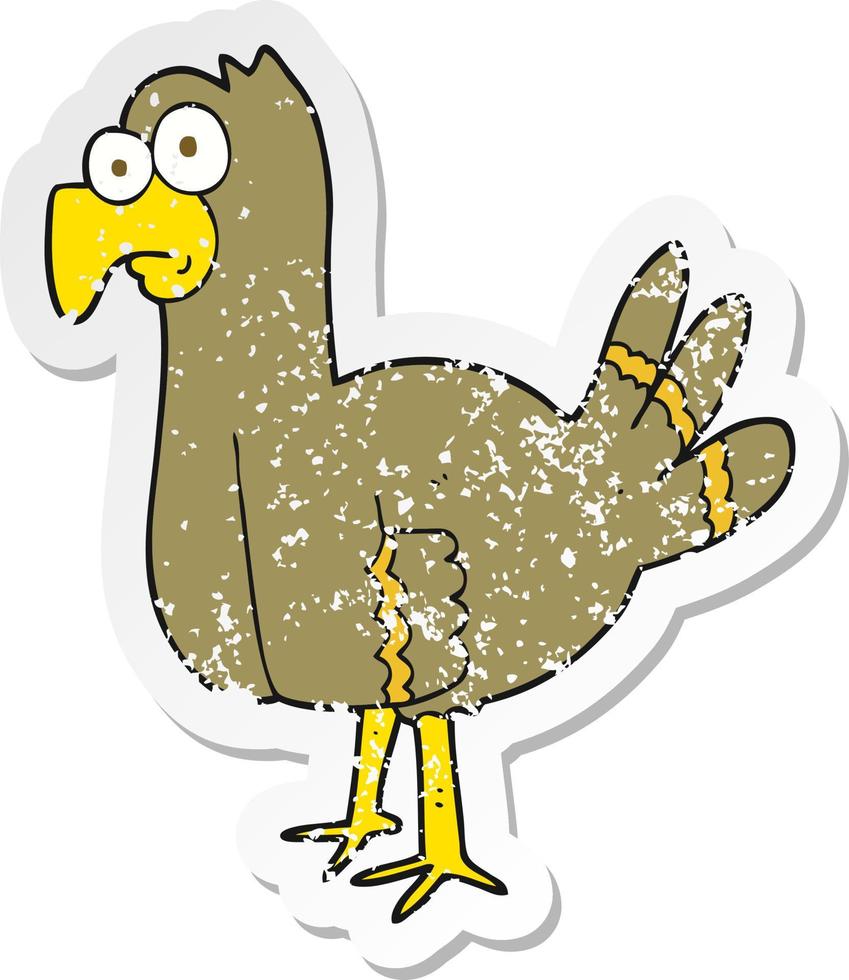 retro distressed sticker of a cartoon bird vector