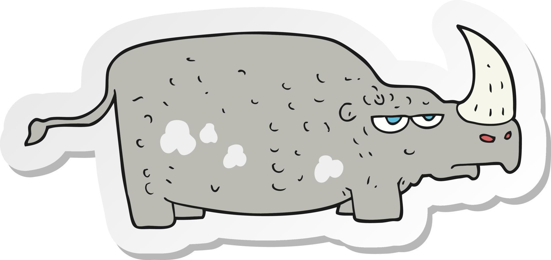 sticker of a cartoon rhino vector