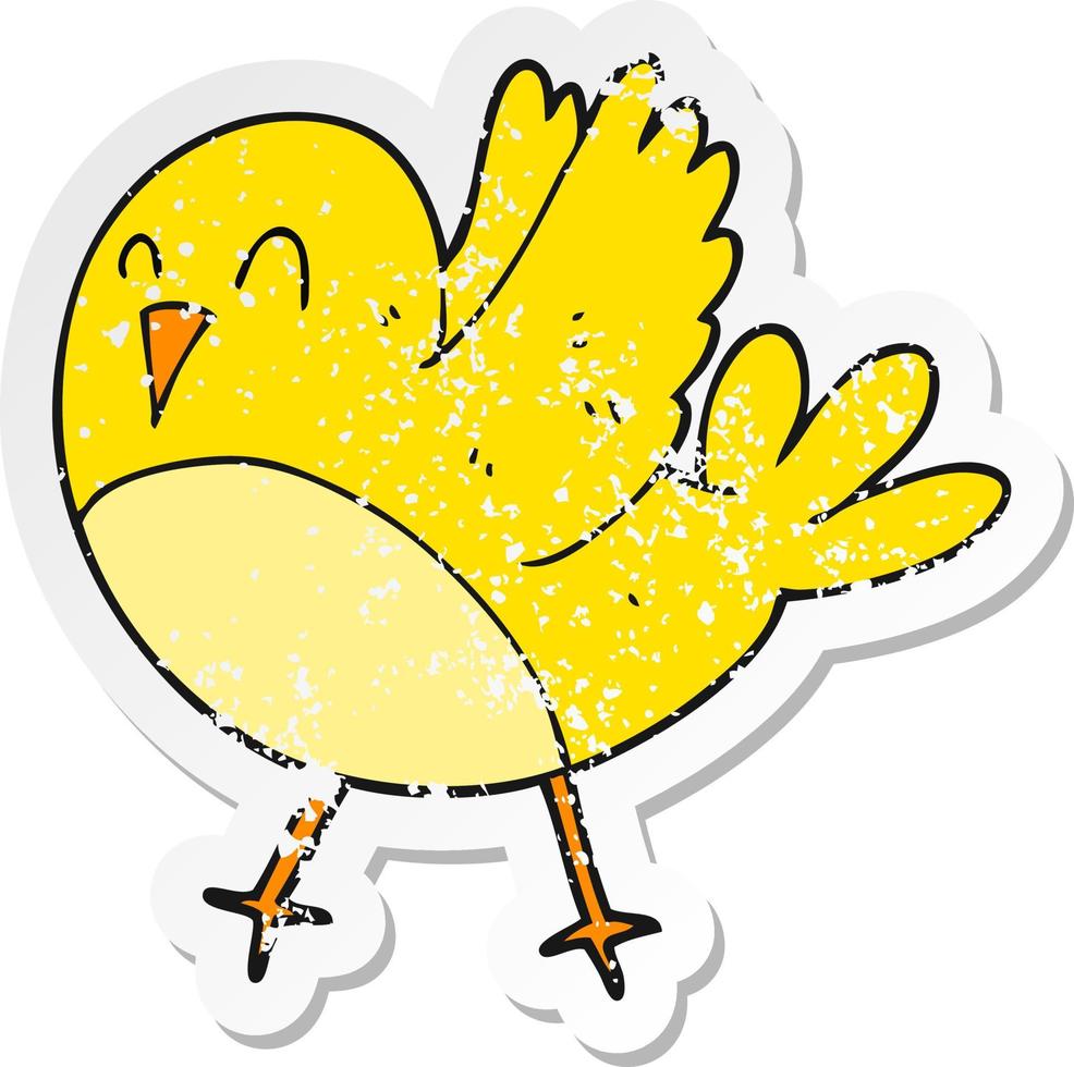 retro distressed sticker of a cartoon bird vector