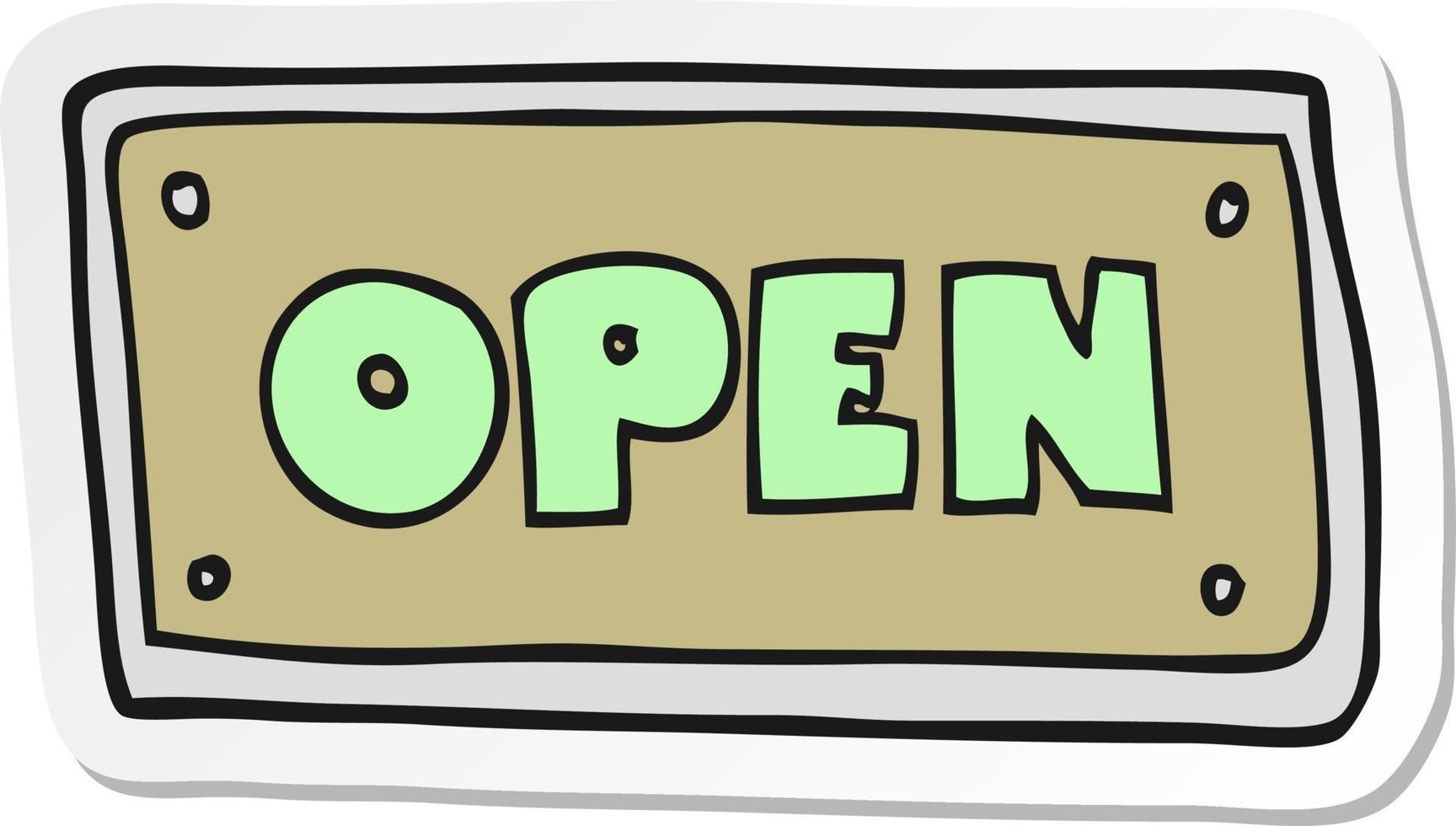 sticker of a cartoon open sign vector