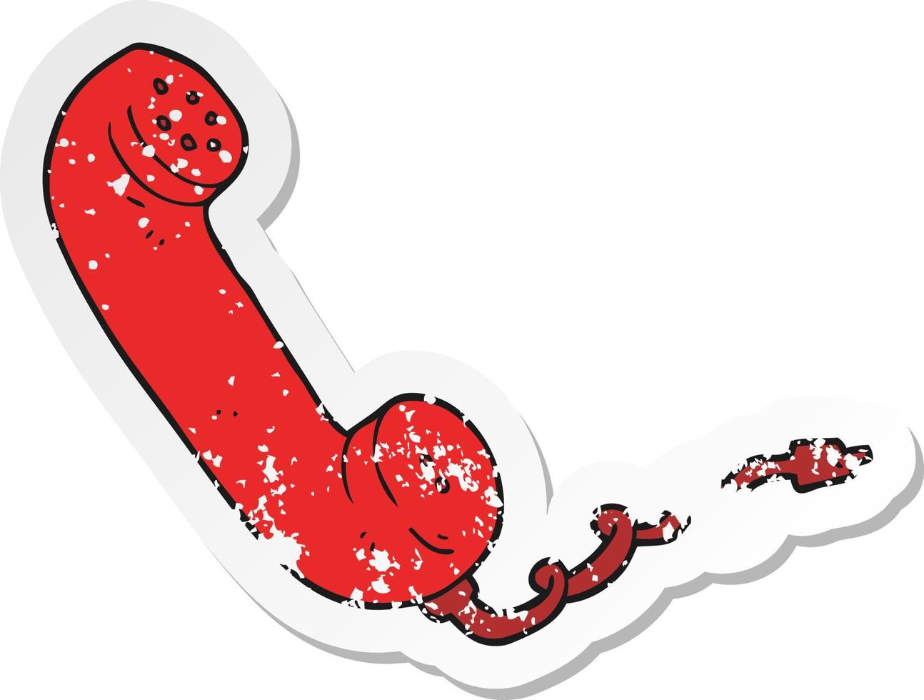 retro distressed sticker of a cartoon telephone receiver vector