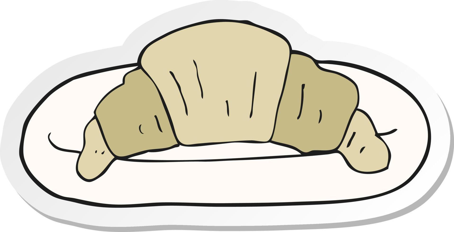 sticker of a cartoon croissant vector