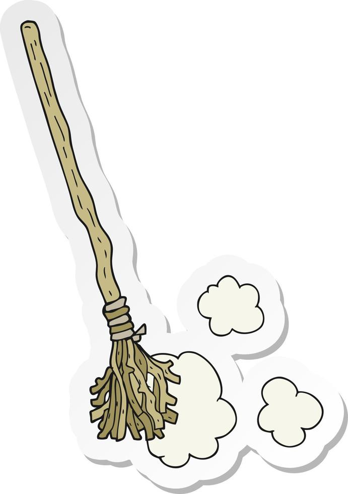 sticker of a cartoon witchs broom vector