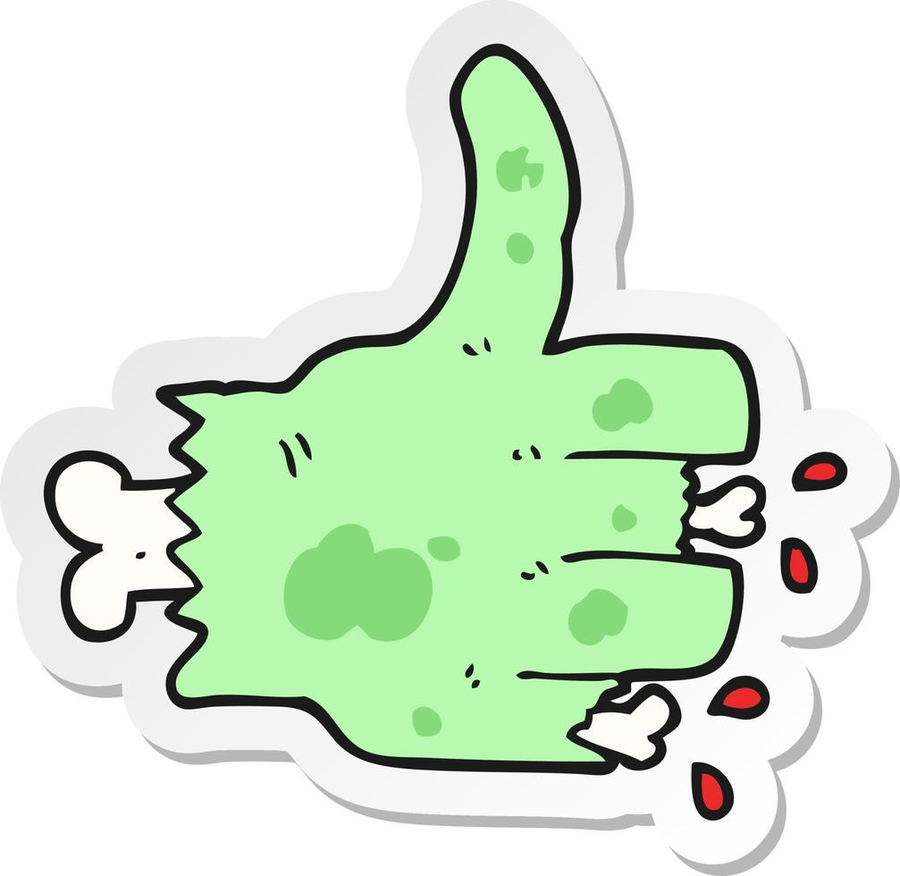 sticker of a cartoon zombie hand vector