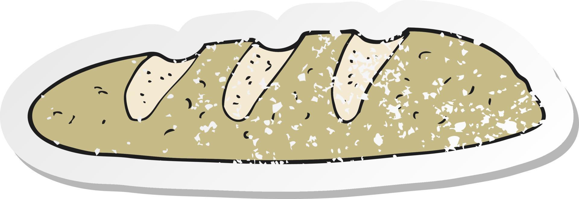 retro distressed sticker of a cartoon loaf of bread vector