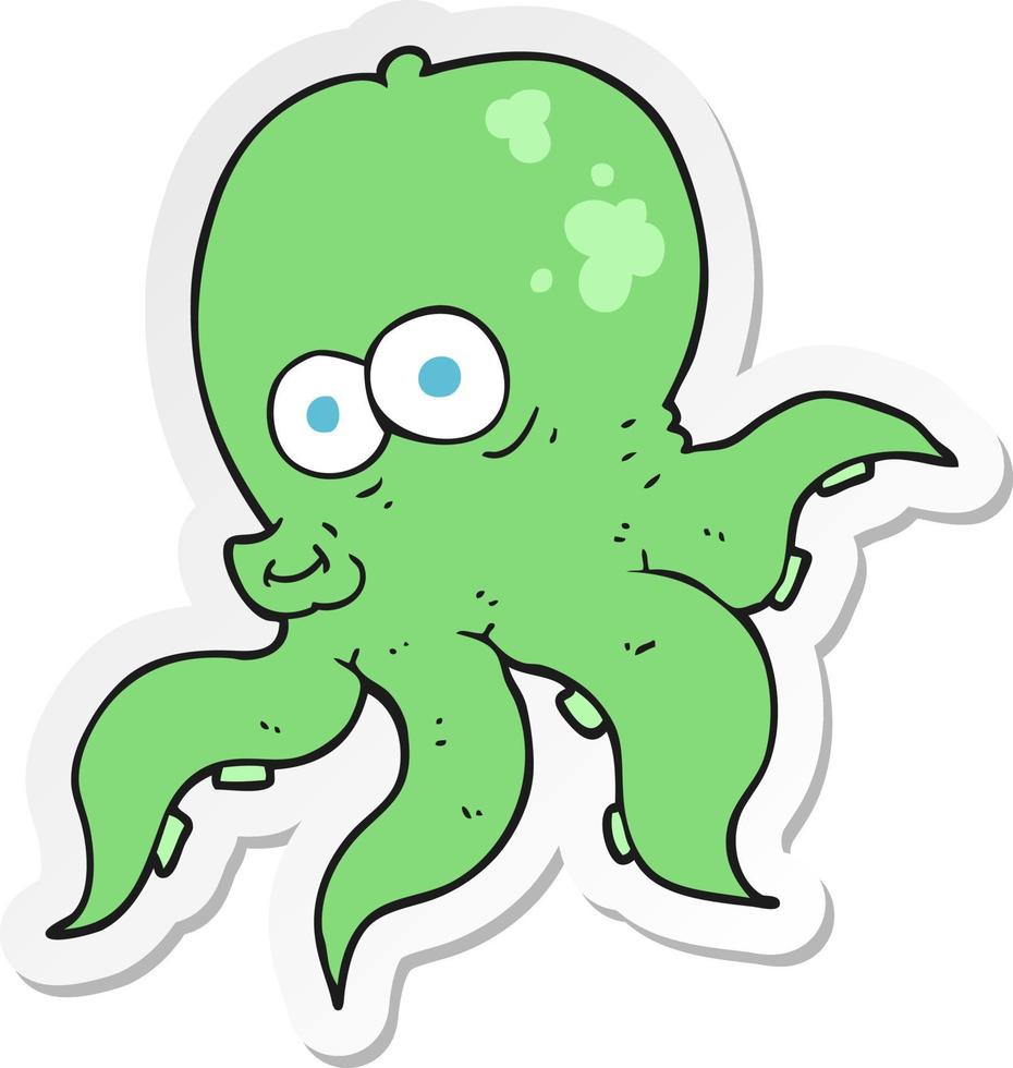 sticker of a cartoon octopus vector