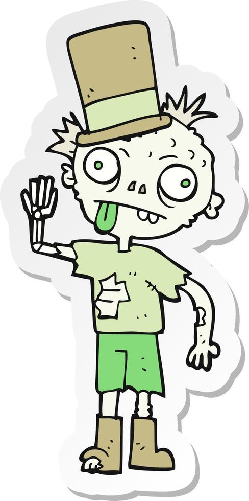 sticker of a cartoon zombie vector