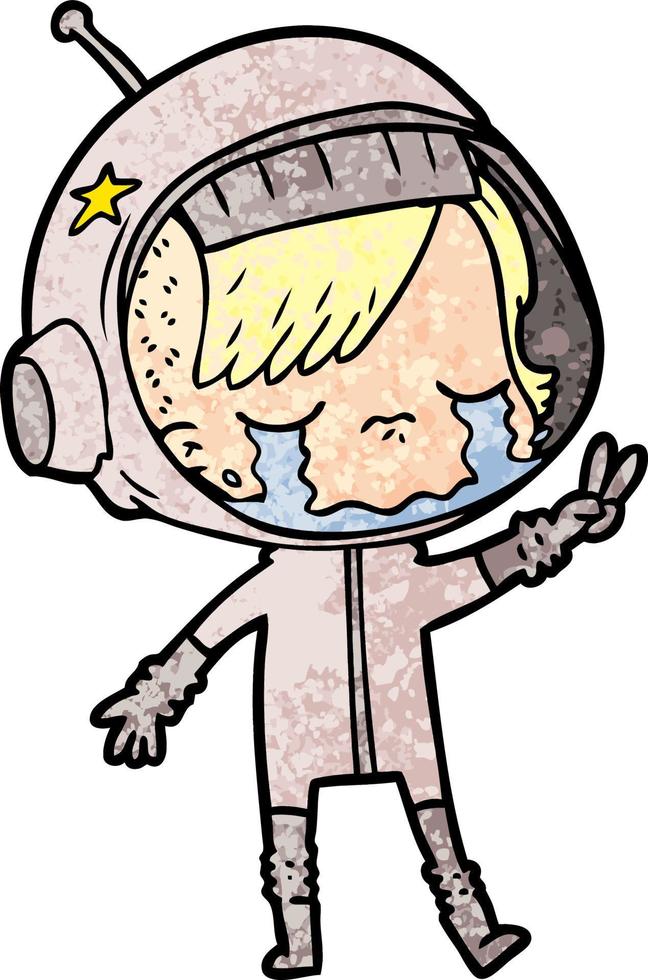 cartoon crying astronaut girl vector