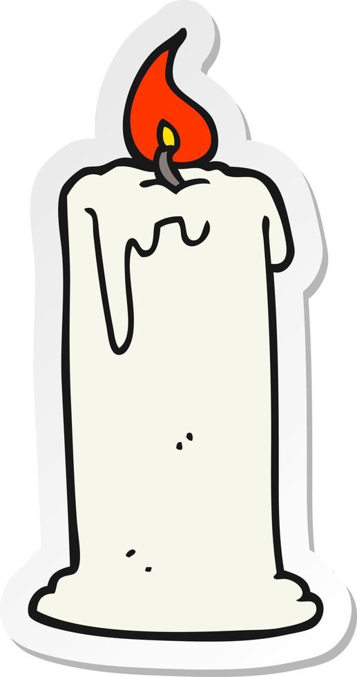 sticker of a cartoon burning candle vector