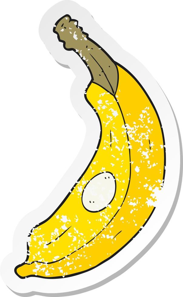retro distressed sticker of a cartoon banana vector