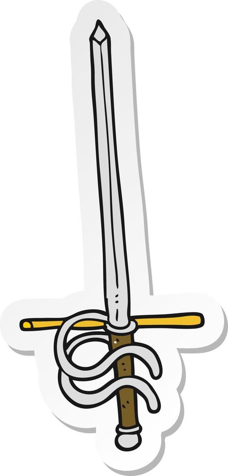 sticker of a cartoon sword vector