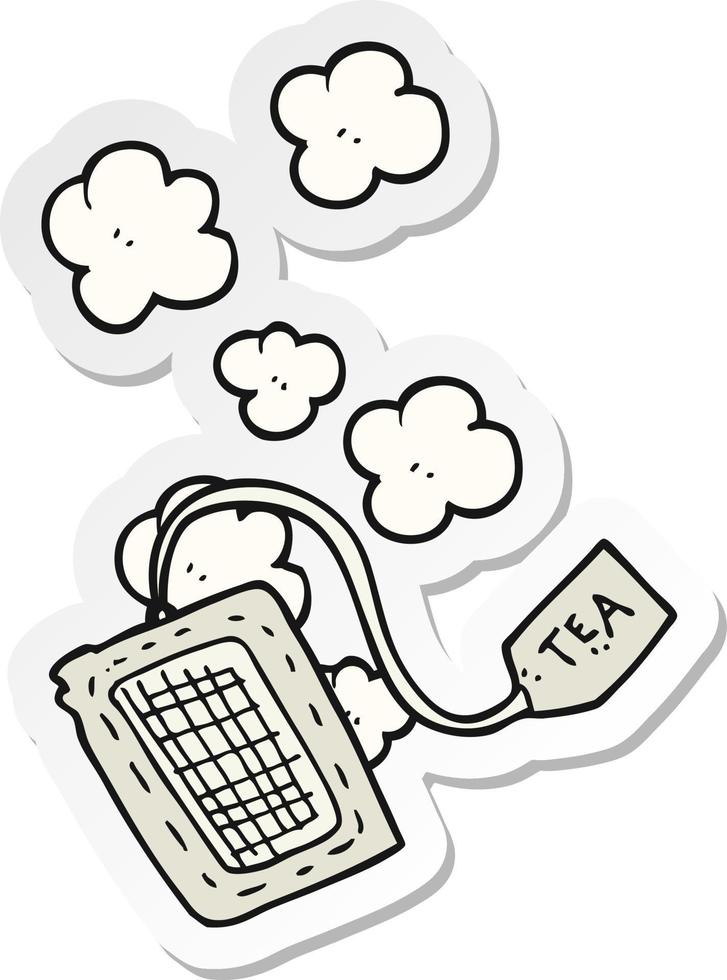 sticker of a cartoon tea bag vector