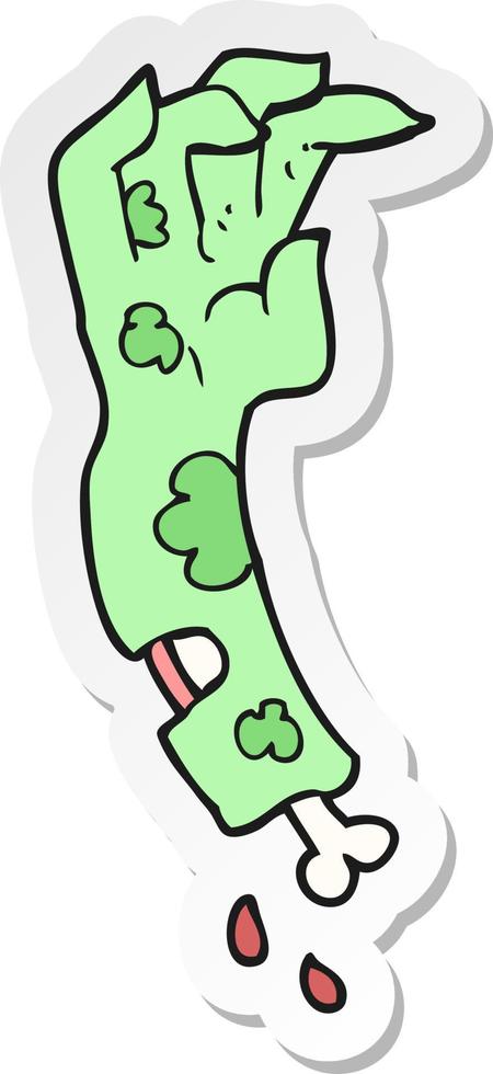 sticker of a cartoon zombie arm vector