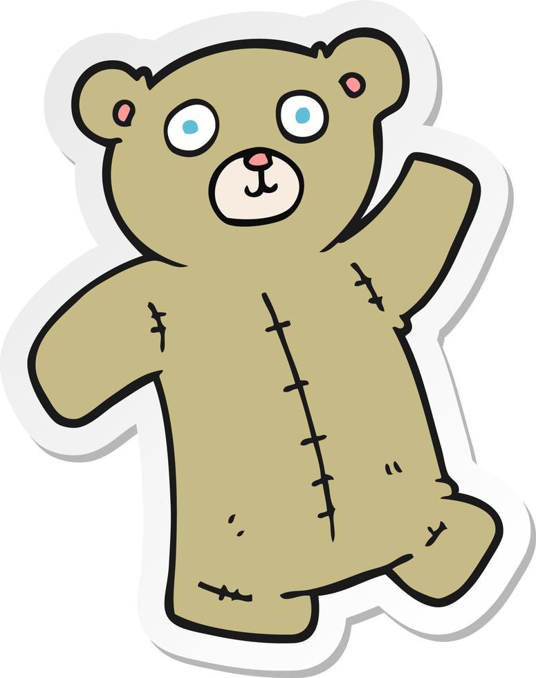 sticker of a cartoon teddy bear vector